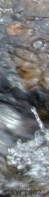 water droplets in a fast-flowing stream